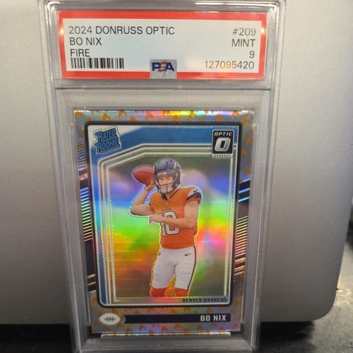 2024 Donruss Optic - Bo Nix Fire Rated Rookie #209 Broncos PSA 9 Mint