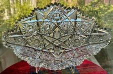 American Brilliant Period ABP Cut Glass NAPOLEON HAT Bowl - United Cut Glass, NY