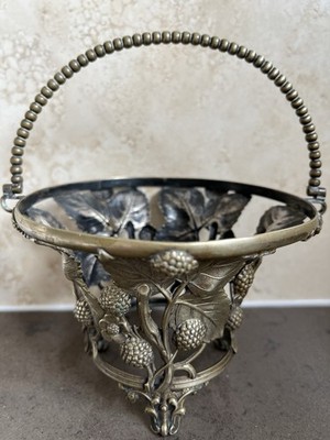 DEUTSCHER JUGENDSTIL BRAUT FILAGRAN BEERE DREIFUSS KORB 9cm HOCH