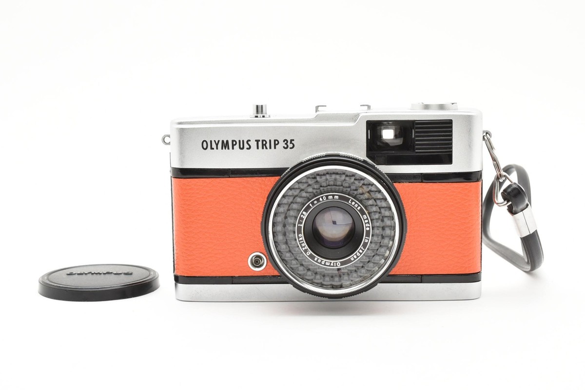 ▶️[ MINT W/Cap ] OLYMPUS TRIP 35 Orange Point & Shoot Film