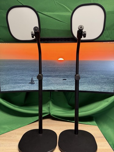 Two Elgato Key Light Air LED Panels plus Wave:1 microphone and extra desk mounts
