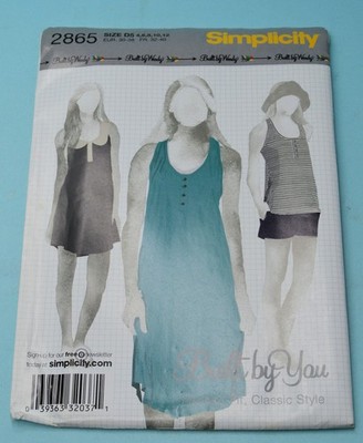 Simplicity 2865 to make a knit dress, mini dress or top 4-12 FF UC