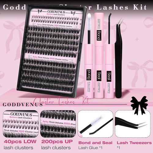 Fluffy Eyelash Clusters Kit Waterproof DIY Lashes Extension Kit Wispy Volume D C - Picture 5 of 7