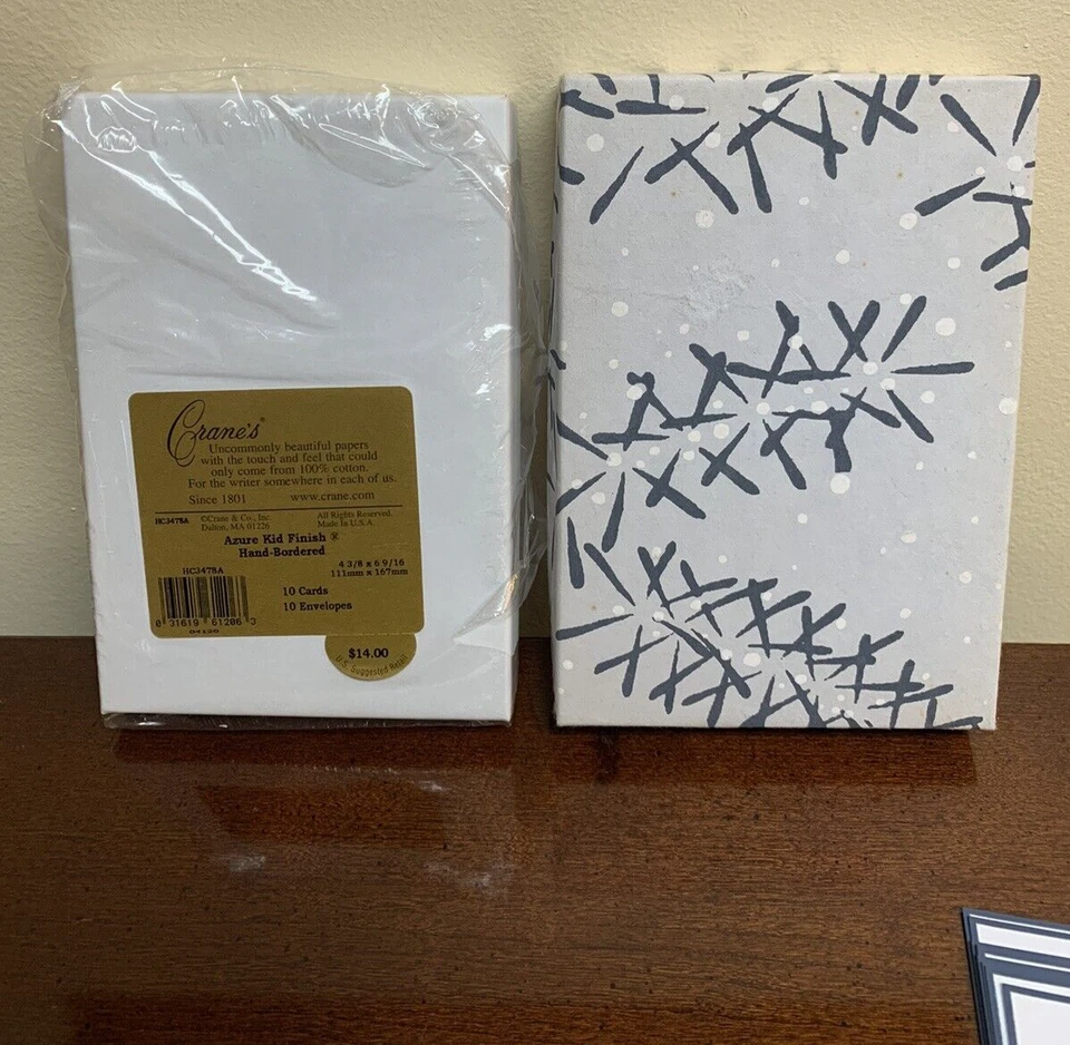 Juego de 9 tarjetas de notas azules con borde a mano con acabado azul para niños grúa grúa Foto 2 de 4