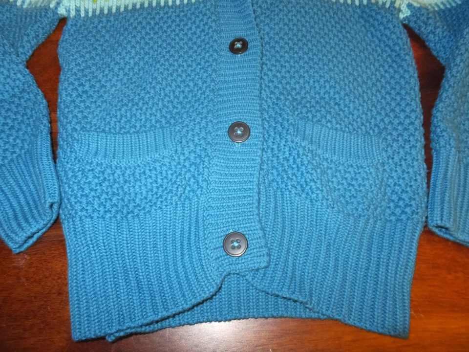 Suéter cárdigan grueso tejido verde azulado Addison Boutique XL 10 PEEK para niñas Foto 4 de 4