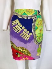 Vtg GIANNI VERSACE 90s MULTICOLOR PRINT MINI SKIRT S