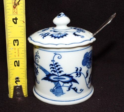 Vintage Blue Danube Jelly Jam Jar w/ lid Spoon Ribbon Banner Mark Made in Japan - Picture 6 of 9