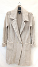 Magaschoni Coatigan Womens Small Oatmeal Wool Cashmere Cardigan Knit Button Mag