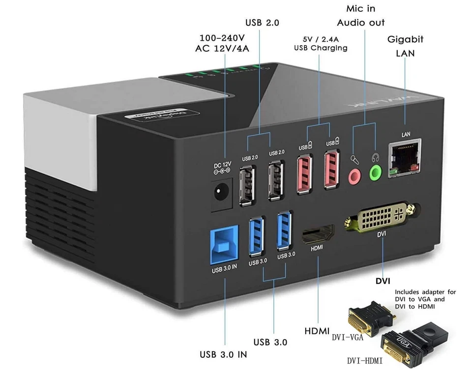 WAVLINK USB 3.0 Laptop Docking Station Dual Monitors, DisplayLink Computer Do... - Image 2 of 4