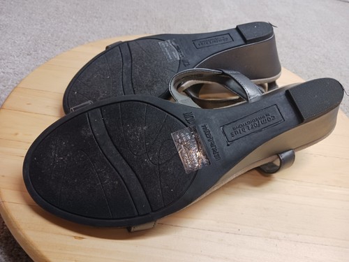 Comfort Plus Predictions Sandals Womens 10W Wide Embellished Wedge Heels Gray - Picture 13 of 17