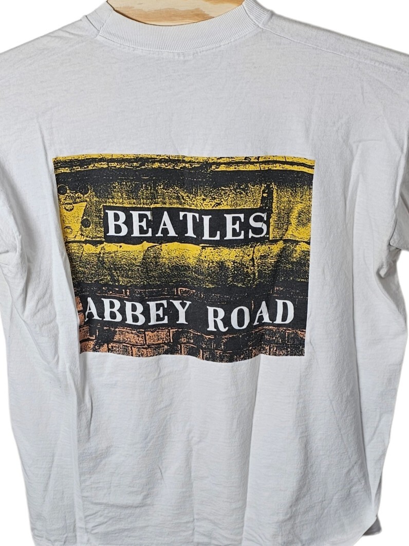 Vintage 90s Beatles XL Abbey Road Rock White Made USA Single