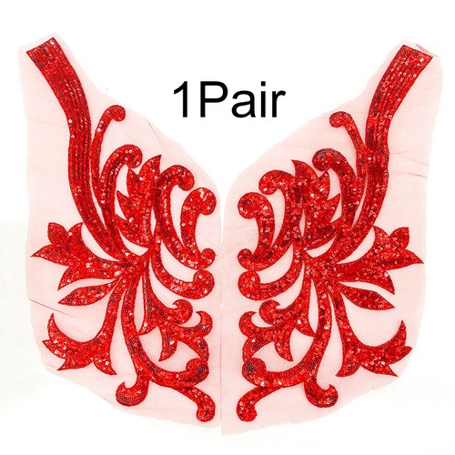 Sequin Lace Embroidered Patches Cloth Applique DIY Wedding Trims Sewing Craft - Picture 19 of 20
