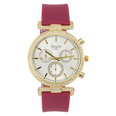 Big Face Ladies Bejeweled Rubber band Colorful Watch - ST10385