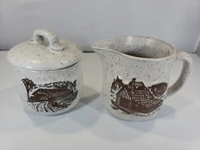 Onion River Pottery Winooski Vermont Creamer and Sugar Dish