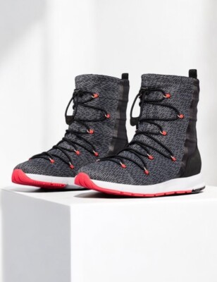 Under Armour Womens 12 Charged All Around Black Knit High Top Sneaker Boot