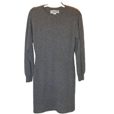 Barttini 100% Cashmere Dress Sz M Gray Crew Neck Sweater Classic Luxury Style