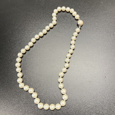 Vintage Carolee Mid Century Double Knotted Signed ''Jackie O'' Necklace Faux Pearl
