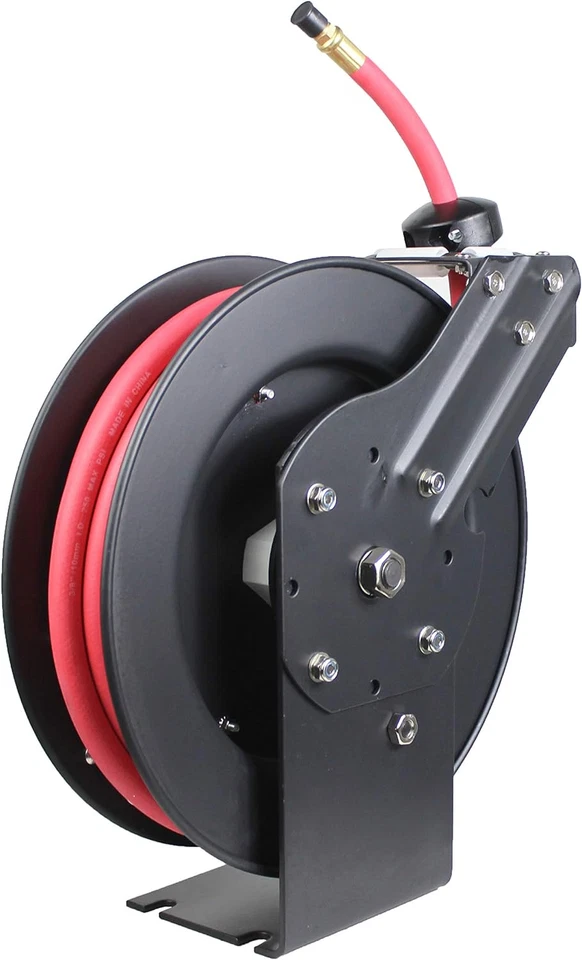 Carrete retráctil rebobinado automático 50104 de 25 pies con manguera de aire de 3/8" x 25' de largo con latón Foto 4 de 4