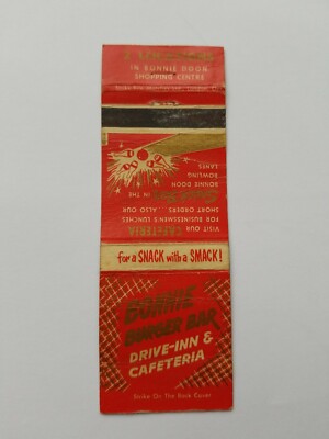 Bonnie Doon Burger Bar and Lanes Matchbook cover Edmonton 
