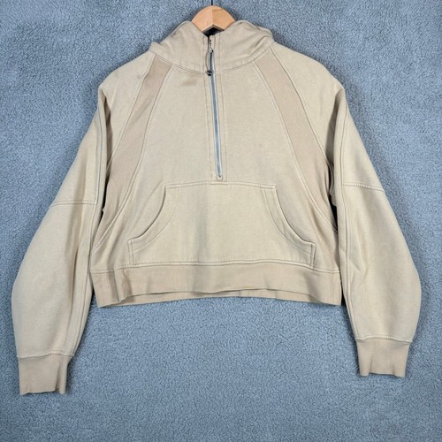 Lululemon Hoodie Womens Medium/Large Tan Scuba Cropped Oversized 1/4 Zip Workout - Picture 1 of 21
