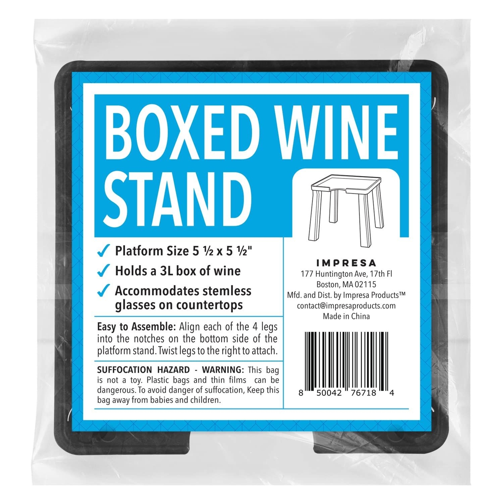 Wine Box Stand Drink Dispenser for One-Hand Pouring, Fits 3L Boxed Wine, 5.5 In
