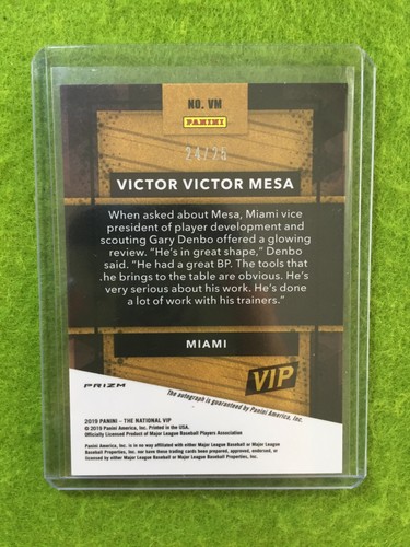 VICTOR VICTOR MESA AUTO PRIZM ROOKIE CARD MARLINS RC 2019 National VIP SSP #/25 - Picture 10 of 12