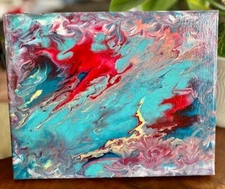Original  Hand Painted, Fire and Ice Acrylic Abstract Painting 10x8 inches