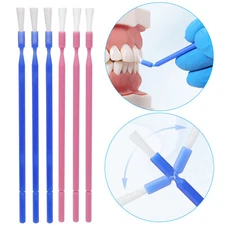 100Pcs Dental Disposable Micro Applicator Brush Bendable Long Shank Pink Blue