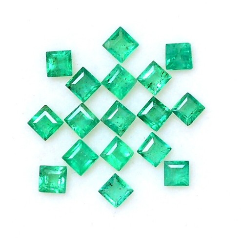 2.75 mm Natural Emerald Square Cut Lot 17 Pcs 1.83 Cts Untreated Loose Gemstones - Picture 2 of 7