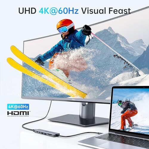 USB C Hub HDMI Adapter for MacBook Pro/Air, 7 in 1 USB C Dongle with HDMI, - Picture 4 of 7