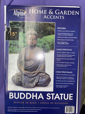 Alpine Corporation GEM170 Alpine 15'' Tall Indoor/Outdoor Meditating Statuary ...