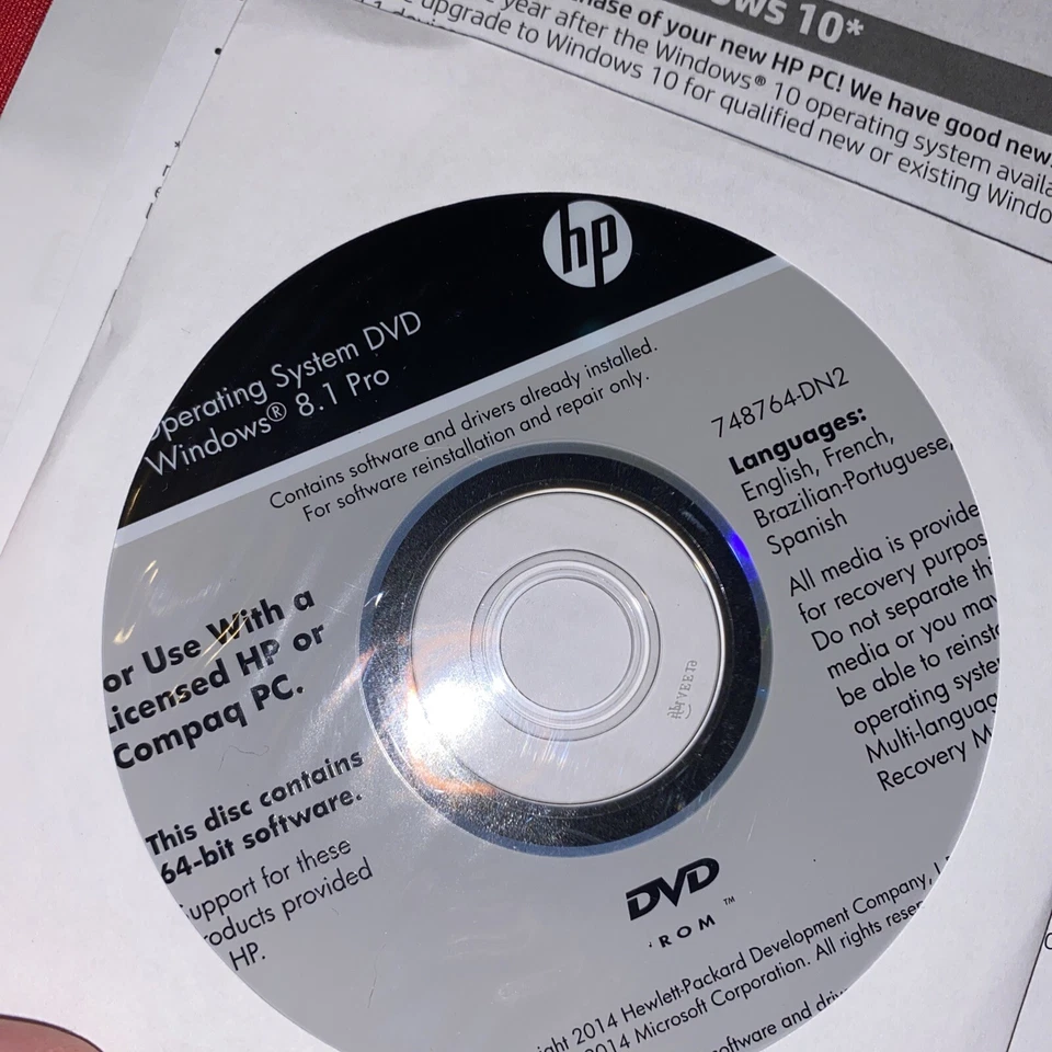 HP Operating System DVD Windows 8.1 Pro 748764-DN2 disc plus free upgrade - Image 2 of 4