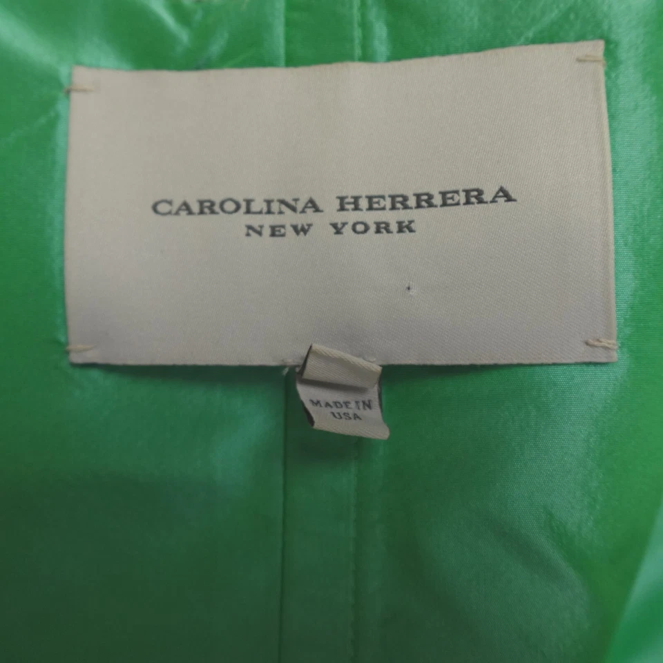 Vestido Carolina Herrera para mujer 6 verde seda organza capas midi abertura lateral vestido Foto 3 de 4