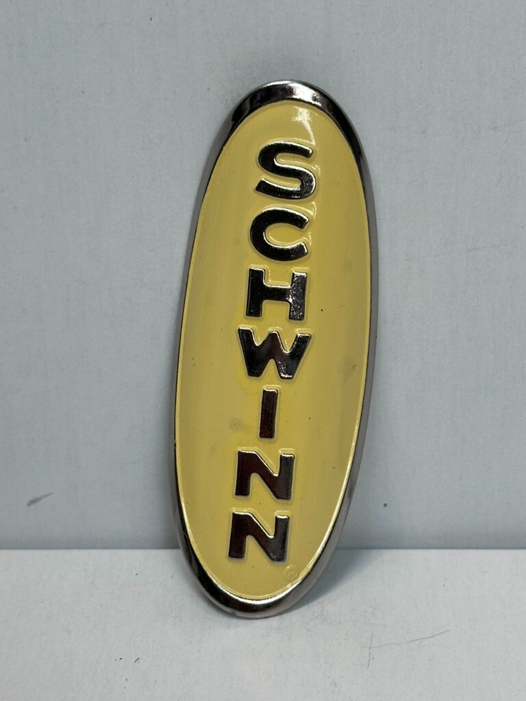 Schwinn Cruiser Yellow Silver Bicycle Head Badge NEW