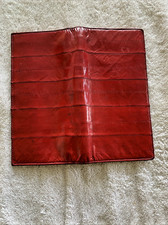 Vintage Genuine Eel Skin Leather Wallet BiFold Dark Vine Red Unisex