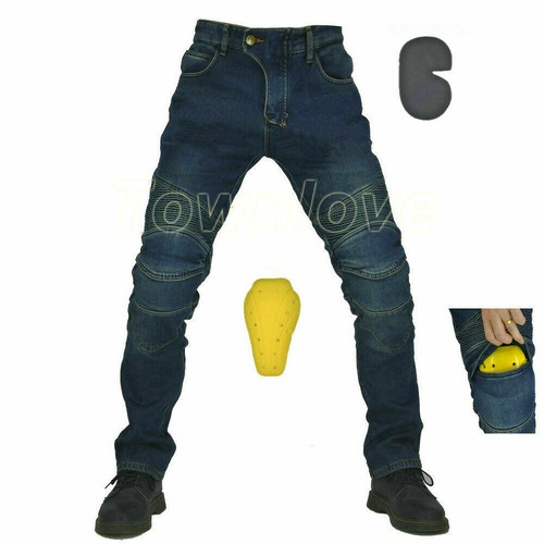 Men's Jeans Motorcycle Trousers Denim Cycling Pants Stretch Protection Pads New - Picture 1 of 20