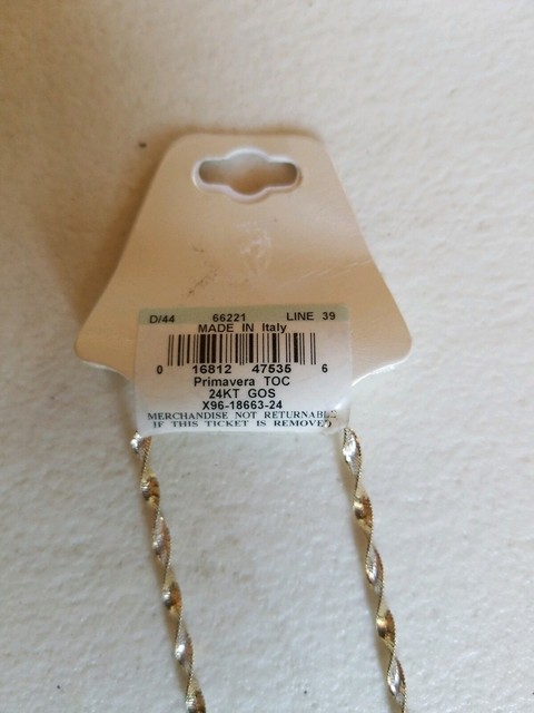Primavera 24kt Gold Over Sterling Silver 24\u201d Twisted Serpentine Chain Necklace