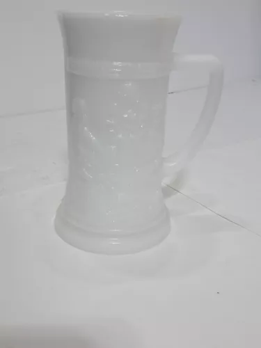 Vintage Federal Milk Glass Beer Mug Stein Pub Scene 6" Tall (s)