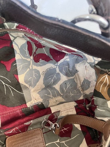 BOLSO CARTERA BRIGHTON #D496003 TERCIOPELO AZUL MARINO DOS ASA MARRÓN CUERO - Imagen 14 de 15