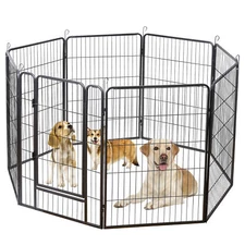 Dog Playpen 8 Panels 40" Dog Fence Pet Dog Exercise Pen Outdoor Indoor w/ Doors