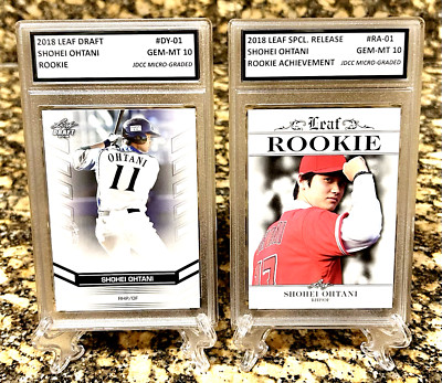2 GRADED GEM-MT 10 SHOHEI OHTANI 2018 Leaf ACHIEVEMENT & Draft ROOKIE LOT!