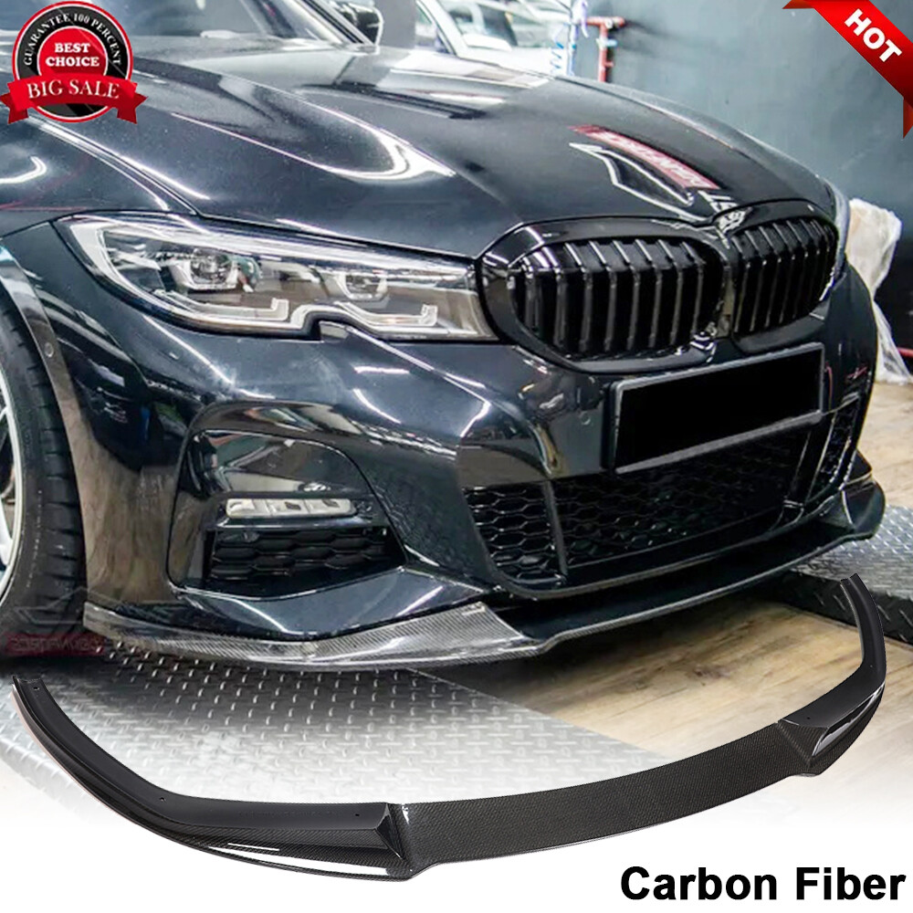 Fits BMW 3 Series G20 G28 320i 2020-23 Carbon Fiber Front Bumper Lip Spoiler Kit