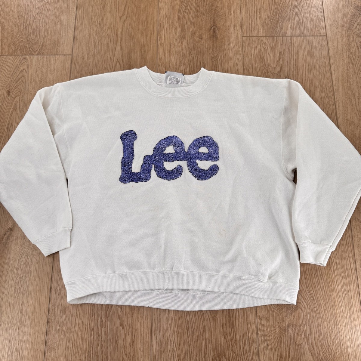 Vintage LEE Logo Sweatshirt Made in USA Sz L White Crew Neck Vintage LEE Logo Sweatshirt Made in USA Sz L White Crew Neck
