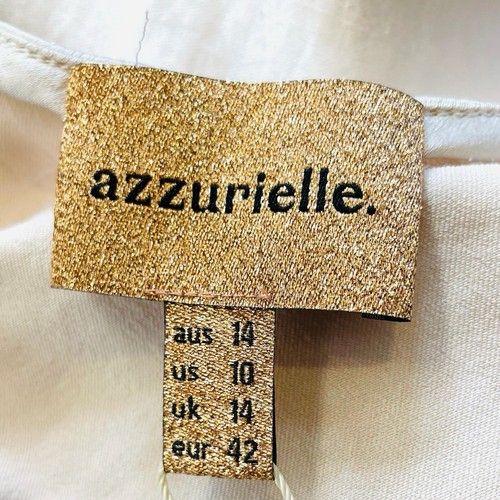 Azzurielle Size 14 L Champagne Pearl Satin Finish Marg One Shoulder Dress - Picture 12 of 16