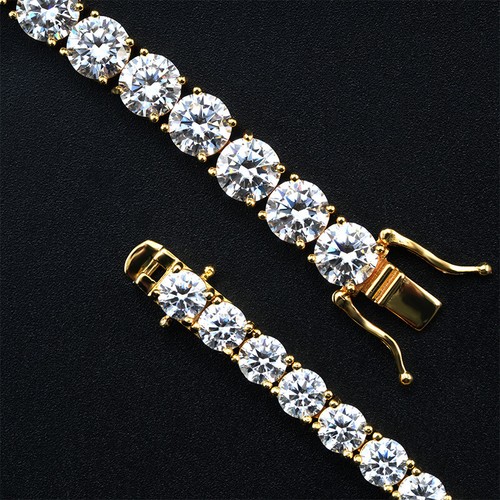 925 Sterling Silver 5mm D Color Moissanite Tennis Chain Bracelet Men Pass Tester - Picture 8 of 17
