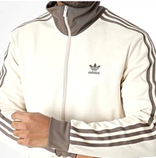 NEW MENS ADIDAS ORIGINALS BECKENBAUER  TRACK JACKET ~MEDIUM  #JP2522 WHITE BROWN