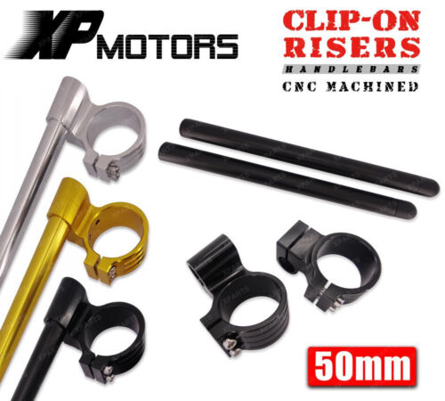 50mm Billet 7/8" Handlebar Clip-Ons 1" Riser Clamp Kits Universal Fit 50mm Forks - Bild 1 von 5