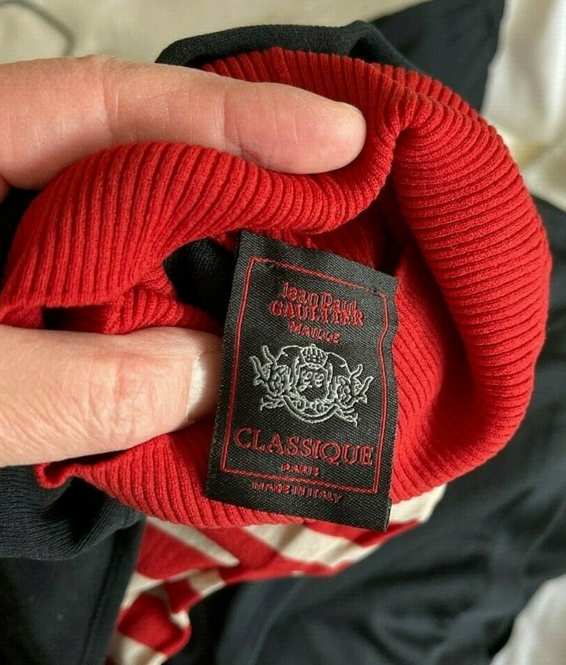 NEW Vintage Jean Paul Gaultier Maille Red & Black Striped