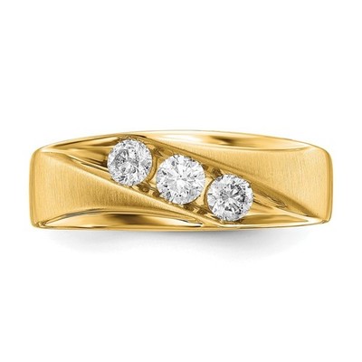 14k Yellow Gold 5/8 carat Lab Grown Diamond 3 Stone Mens Ring Sz 10 VS/SI, G