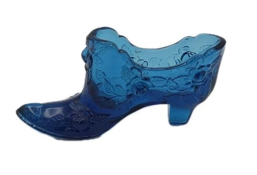 Fenton Blue Glass Shoe, Slipper or Boot USA 1960 - 1969 A Wonderful Collection